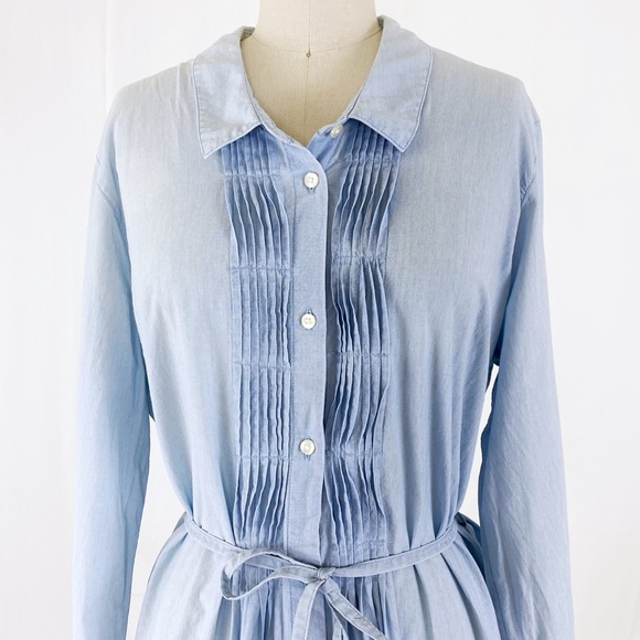 Levi’s Pintuck Chambray Denim Mini   Belted ShirtDress Light Wash - Picture 5 of 11